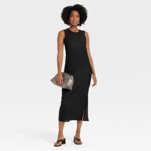 NWOT A New Day Sleeveless Plisse Knit Dress - Black